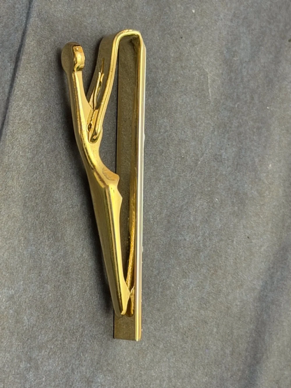 Vintage Men's Gold-Tone Coin Accent Tie Bar 2 1/8” -unbranded swank